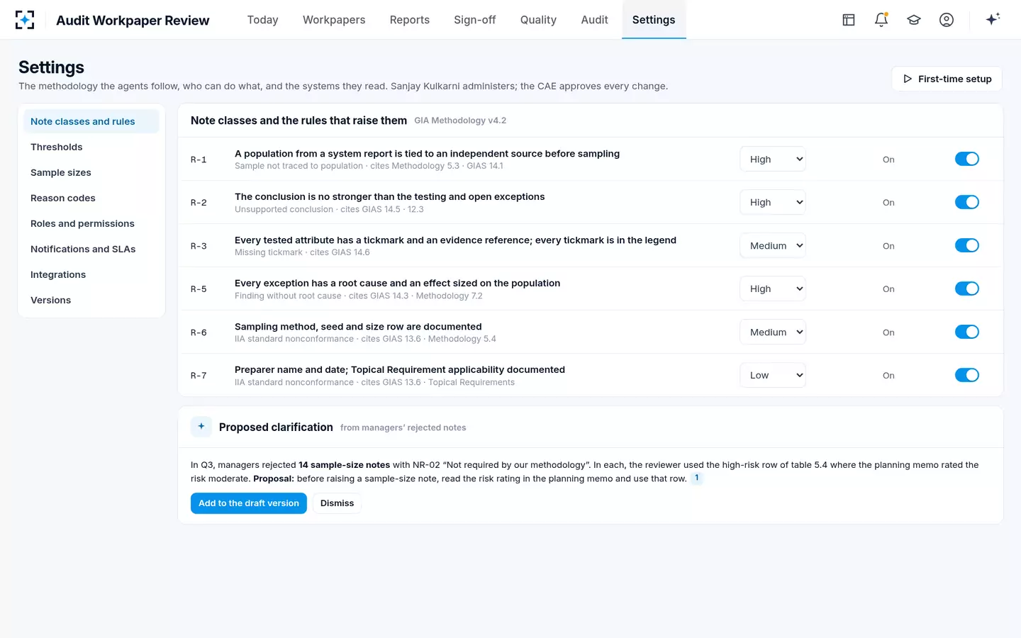 Audit Workpaper Review — Your methodology