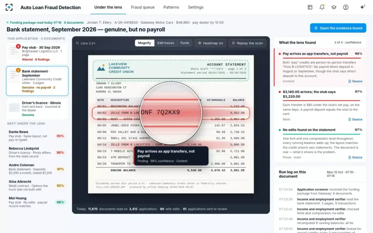 Auto Loan Fraud Detection — The bank statement