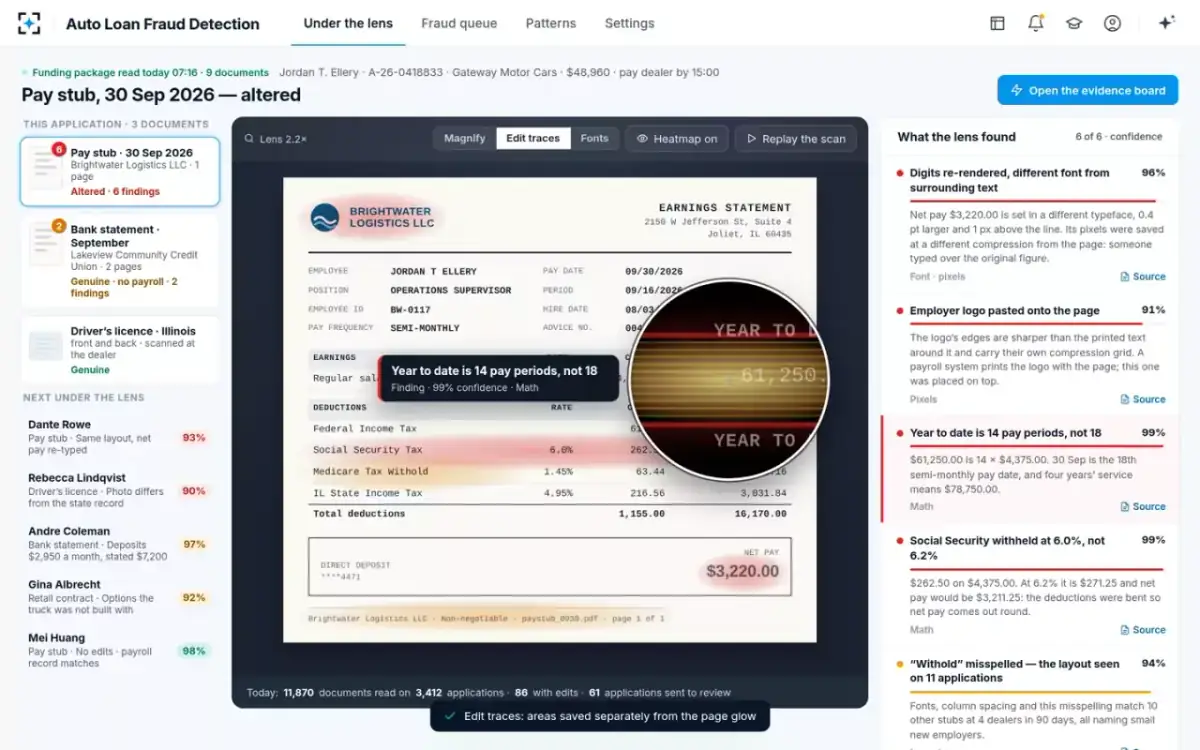 Auto Loan Fraud Detection — Edit traces