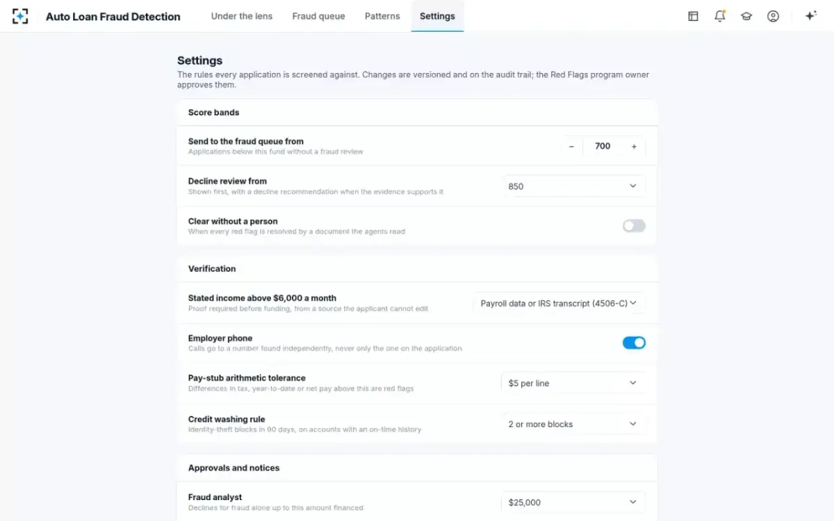 Auto Loan Fraud Detection — Your rules