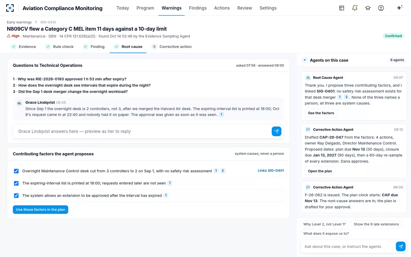 Aviation Compliance Monitoring — Root cause in the thread