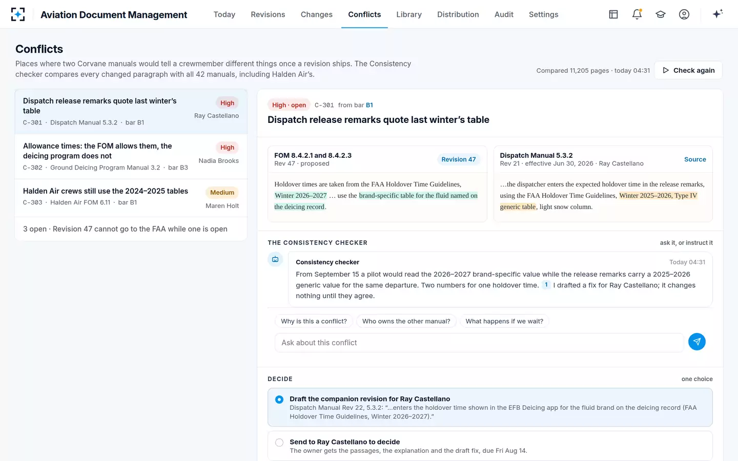 Aviation Document Management — Conflicts across manuals