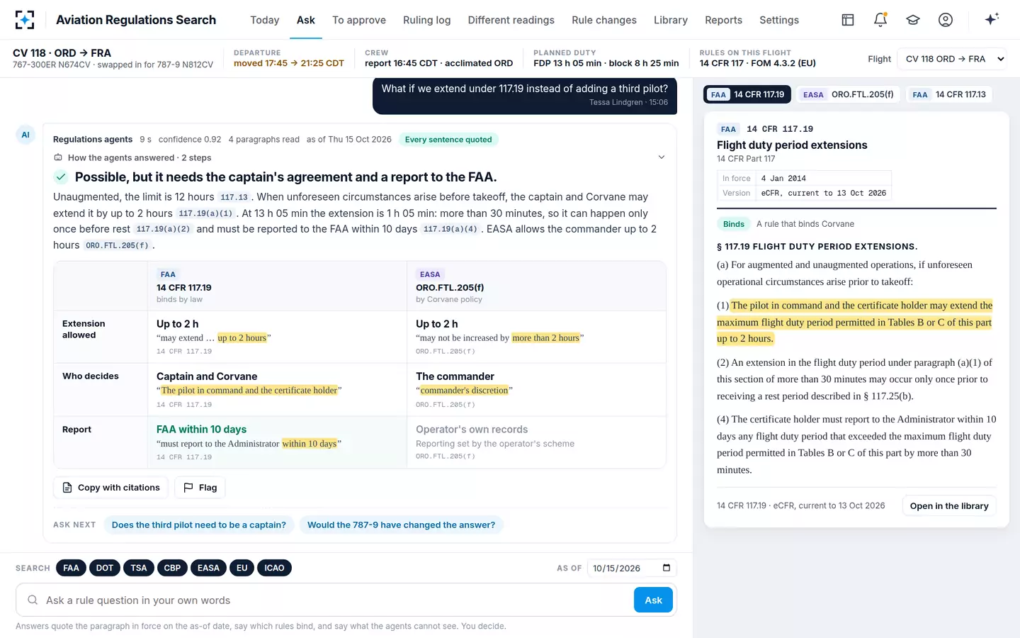 Aviation Regulations Search — A follow-up in context