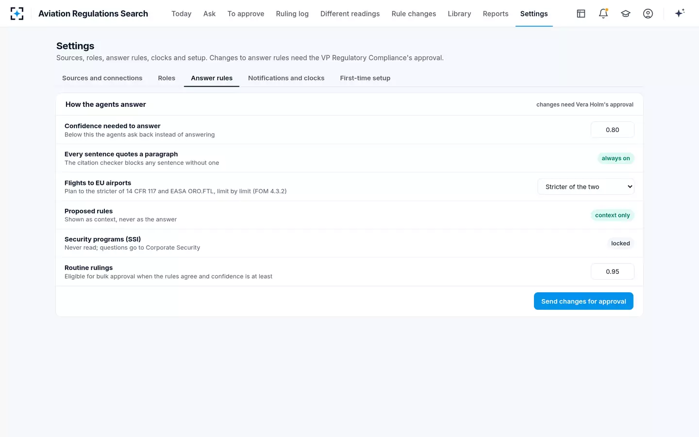 Aviation Regulations Search — Answer rules
