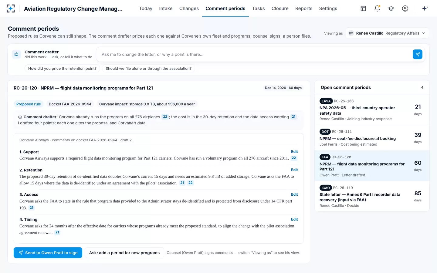 Aviation Regulatory Change Management — NPRM comment periods