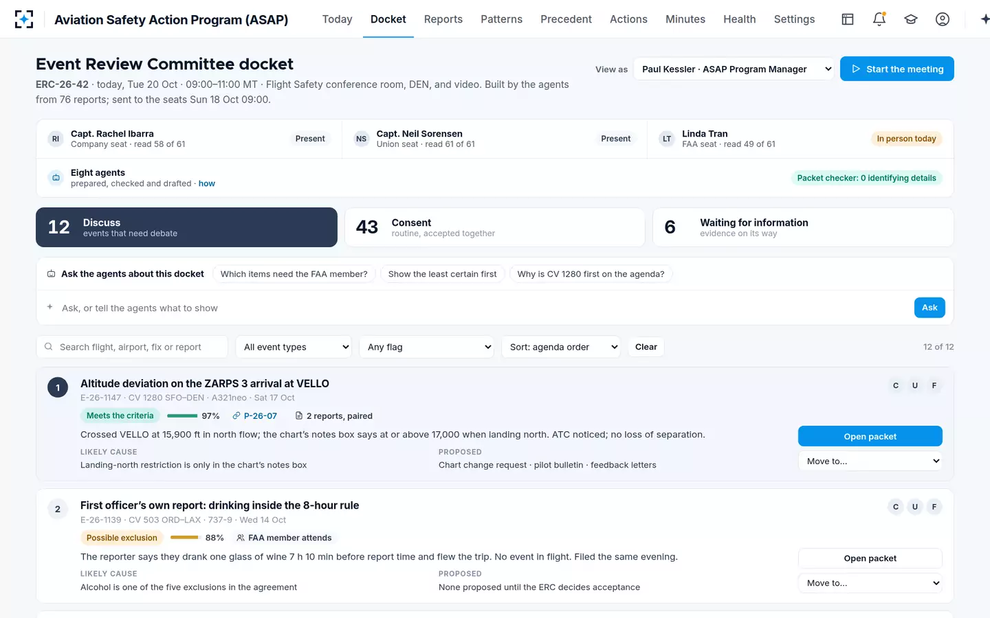 Aviation Safety Action Program (ASAP) — The Event Review Committee docket