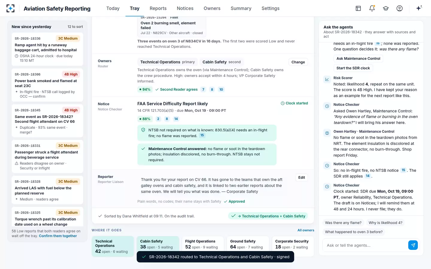 Aviation Safety Reporting — Signed and routed