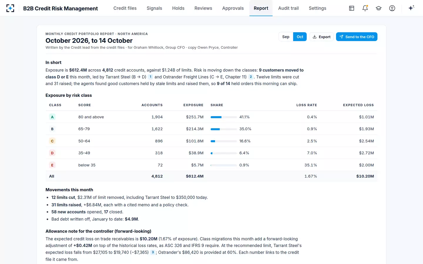 B2B Credit Risk Management — The portfolio report