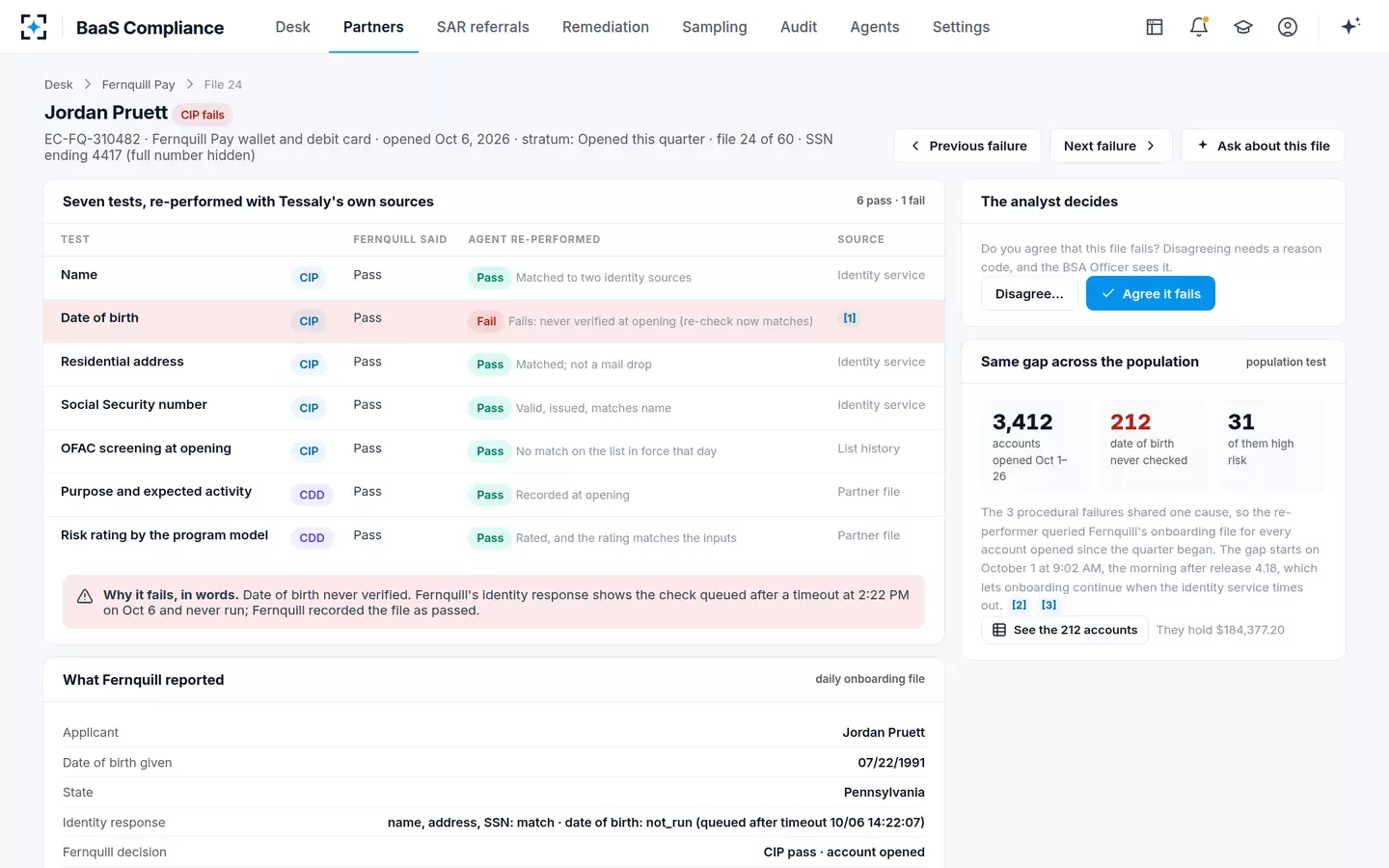 BaaS Compliance — A failed file, re-performed