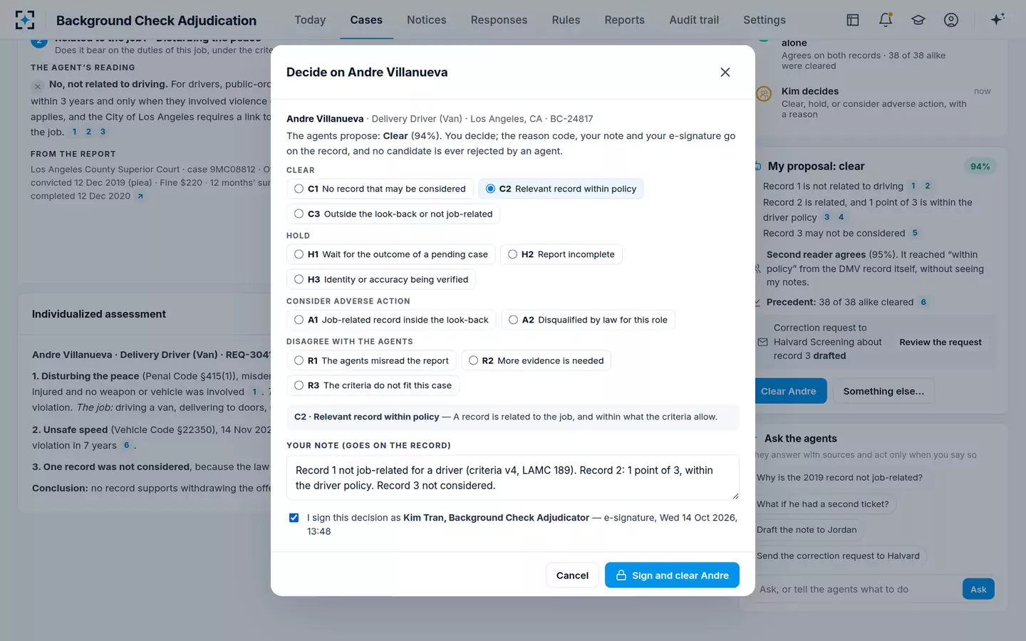 Background Check Adjudication — The decision