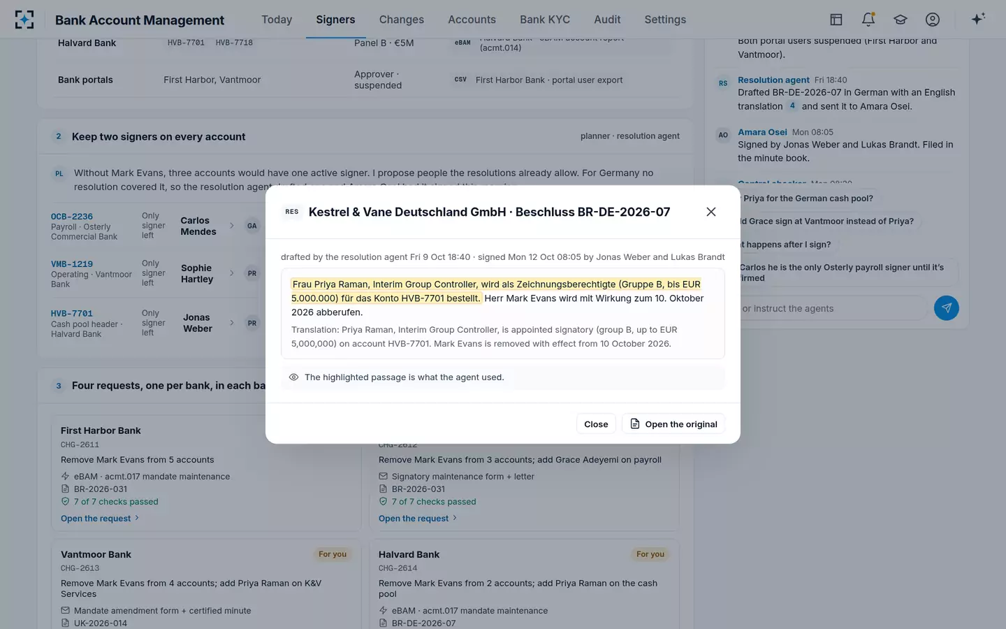 Bank Account Management — A resolution, drafted