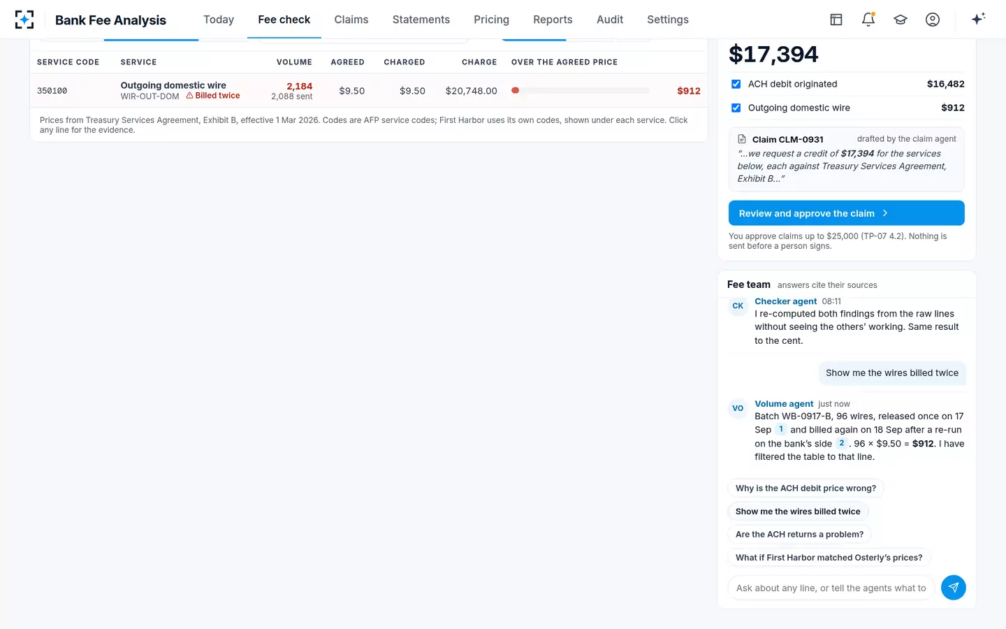 Bank Fee Analysis — Ask the fee team