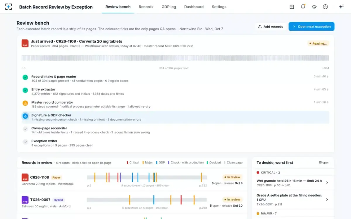Batch Record Review by Exception — Agents reading the record