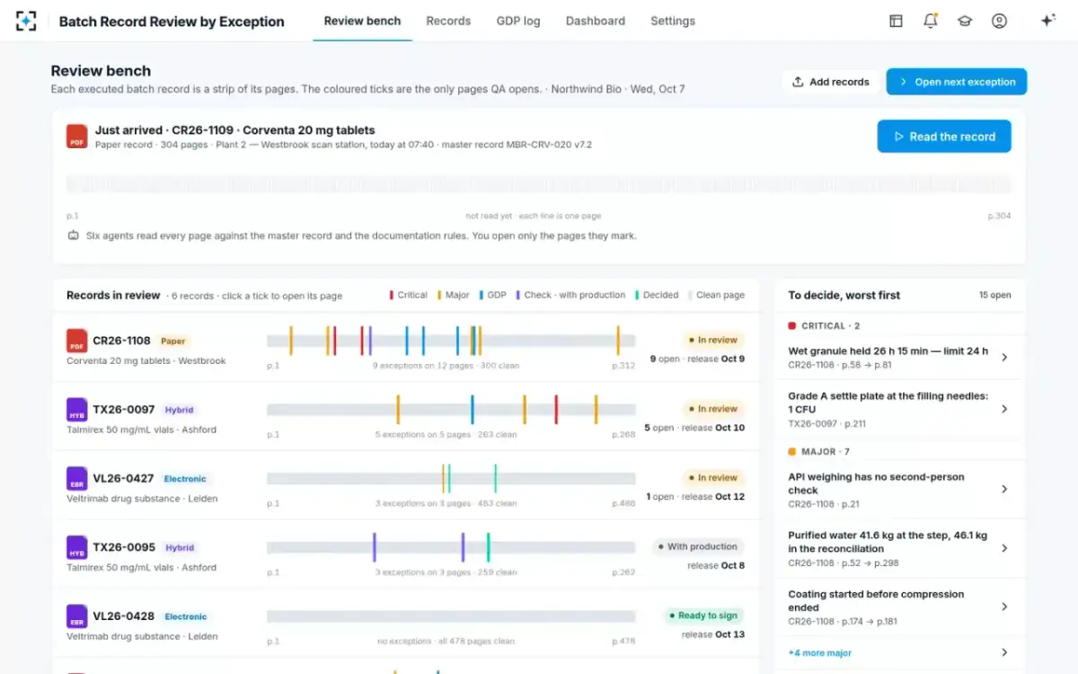 Batch Record Review by Exception — The review bench