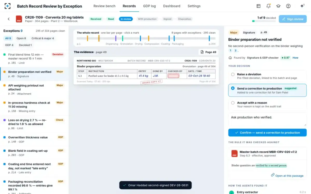 Batch Record Review by Exception — The next exception