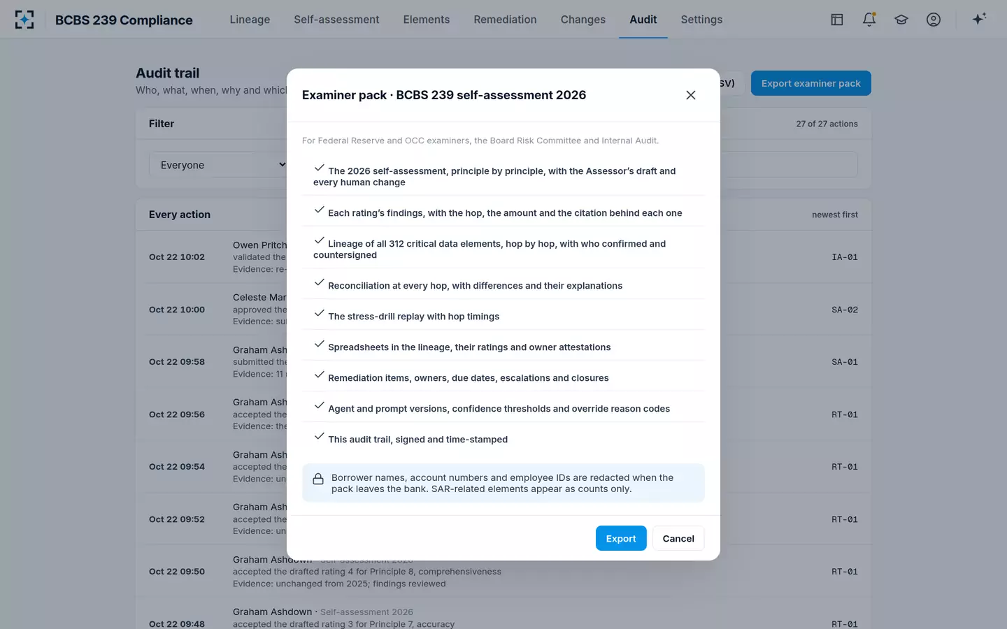 BCBS 239 Compliance — One examiner pack