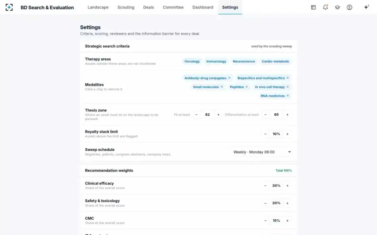 BD Search & Evaluation — Your criteria and rules