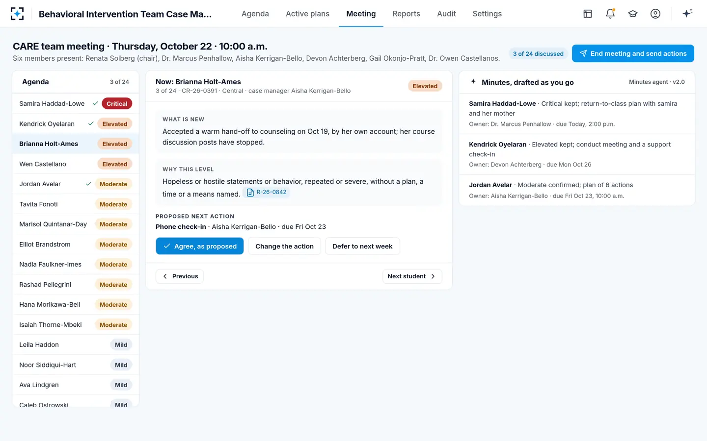 Behavioral Intervention Team Case Management — The CARE team meeting, recorded as the team talks