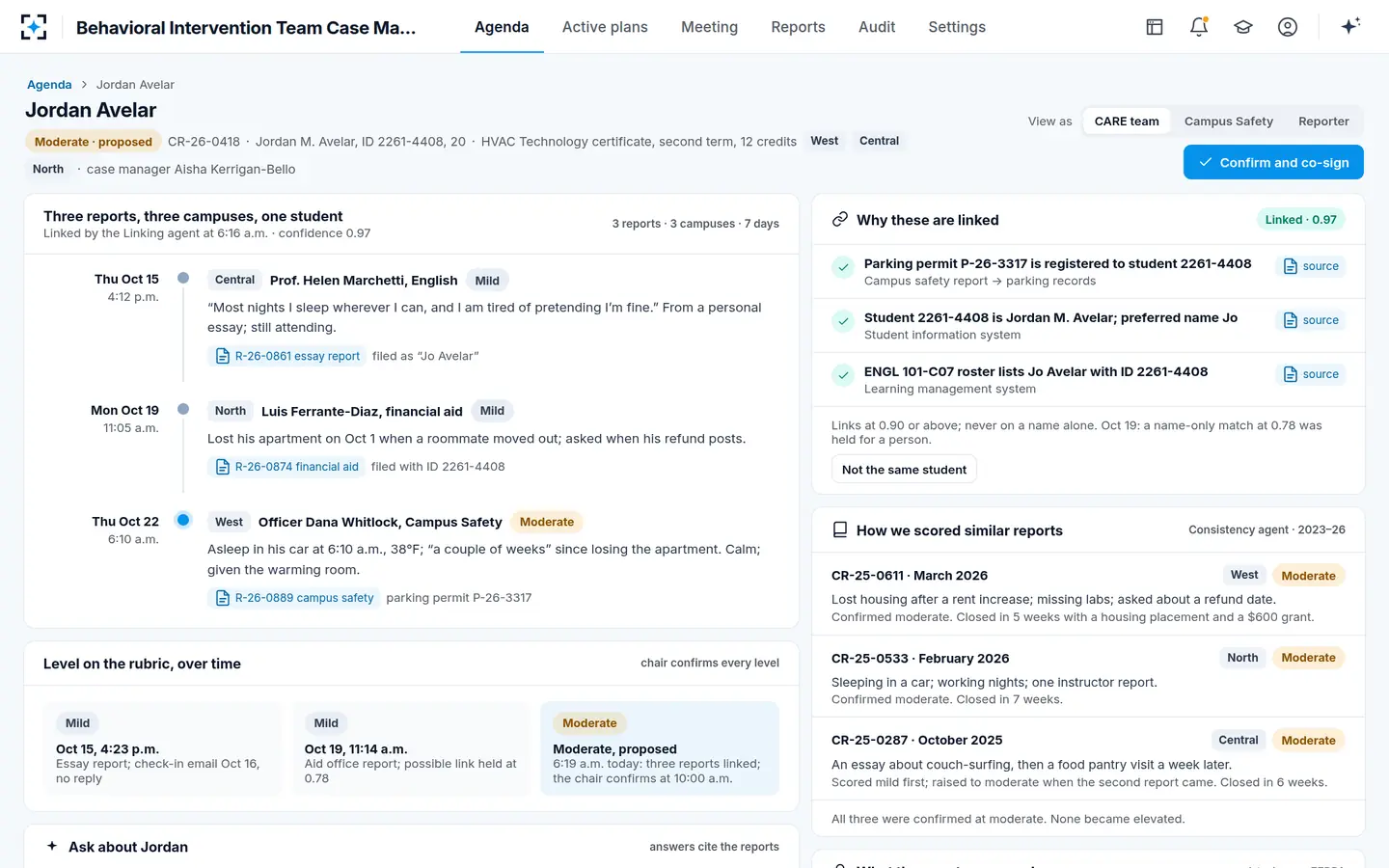 Behavioral Intervention Team Case Management — Three reports, three campuses, one student