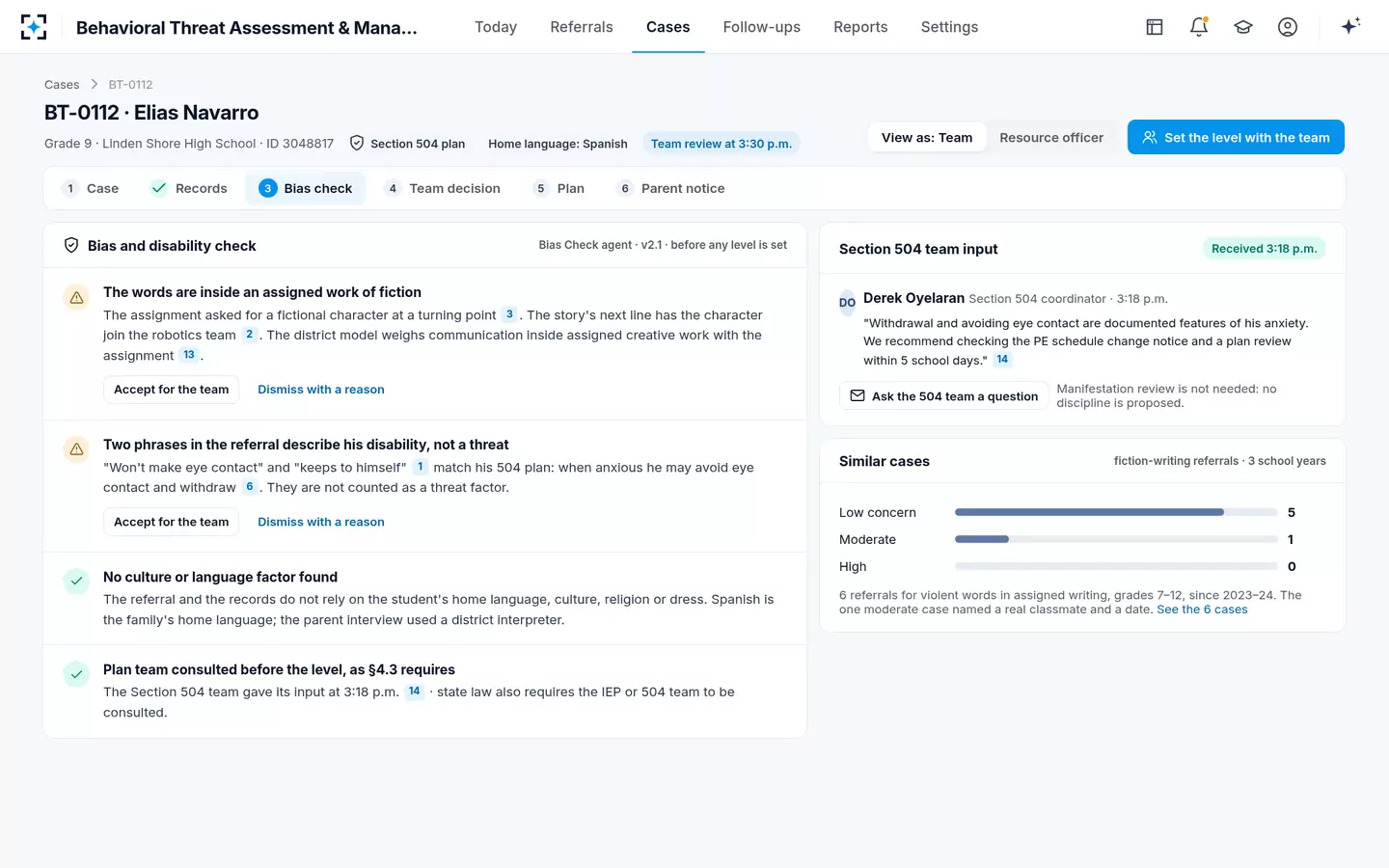 Behavioral Threat Assessment & Management — Bias and disability check