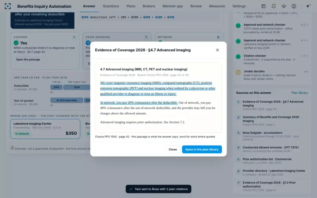 Benefits Inquiry Automation — Open the passage