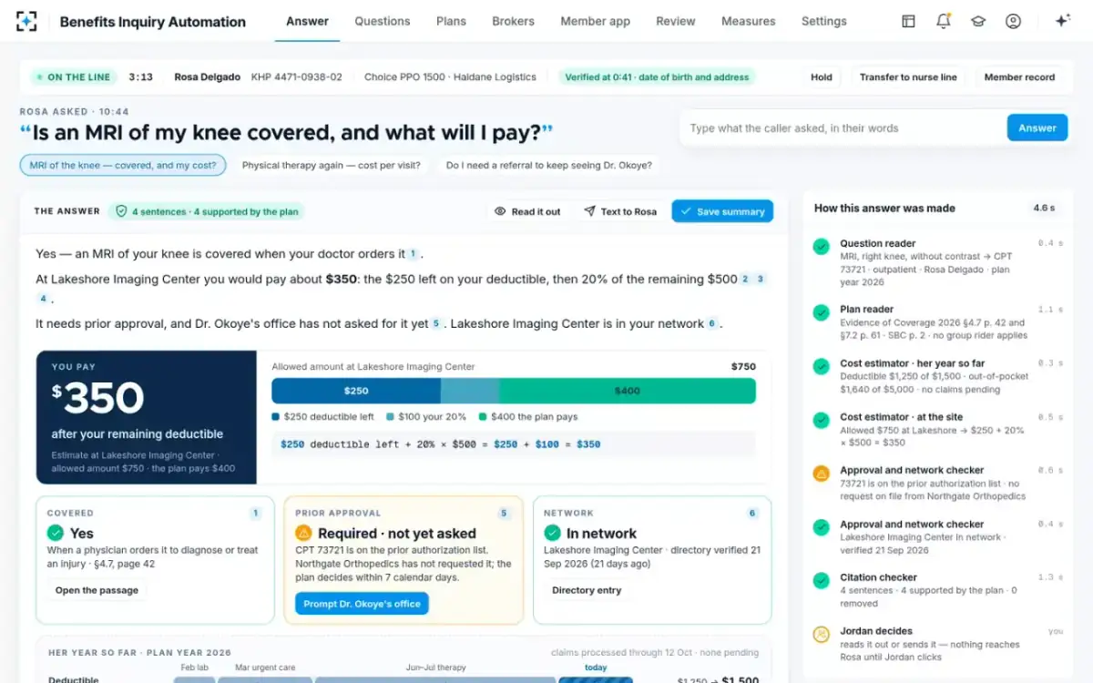 Benefits Inquiry Automation — The answer, while the caller waits