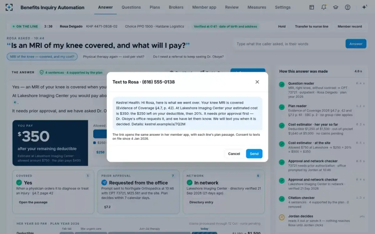 Benefits Inquiry Automation — Text the answer