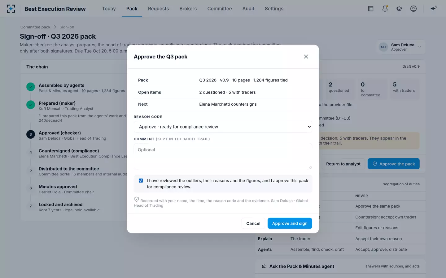 Best Execution Review — Approve and sign