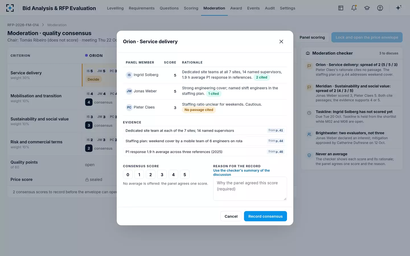 Bid Analysis & RFP Evaluation — Moderation
