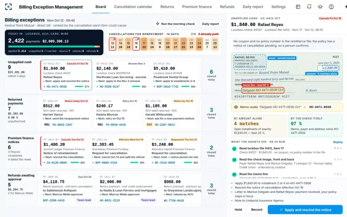 Billing Exception Management — The check, read