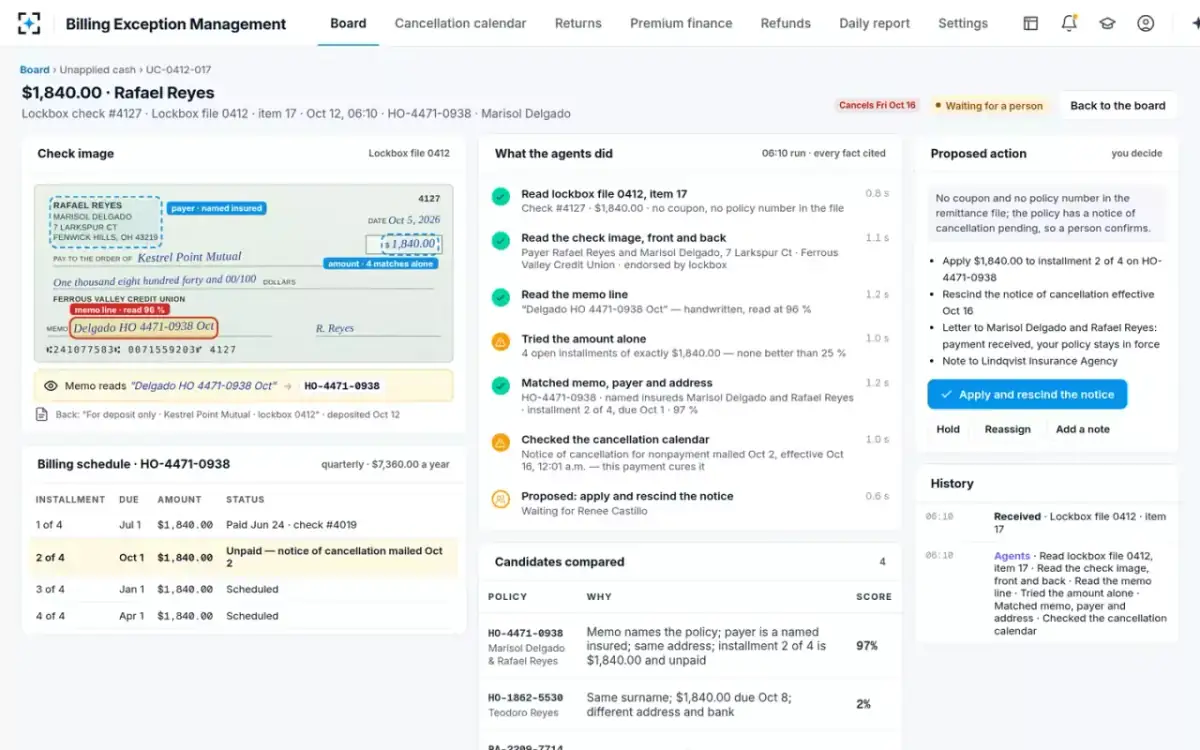 Billing Exception Management — The exception record