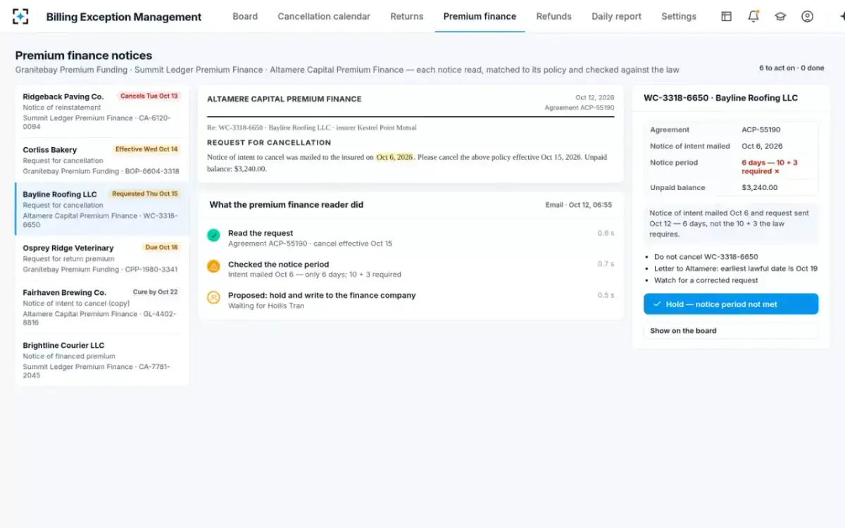 Billing Exception Management — A request held