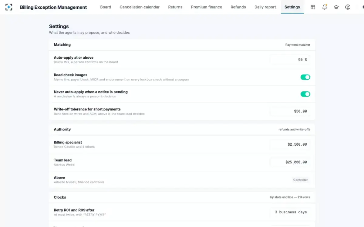 Billing Exception Management — Your billing rules