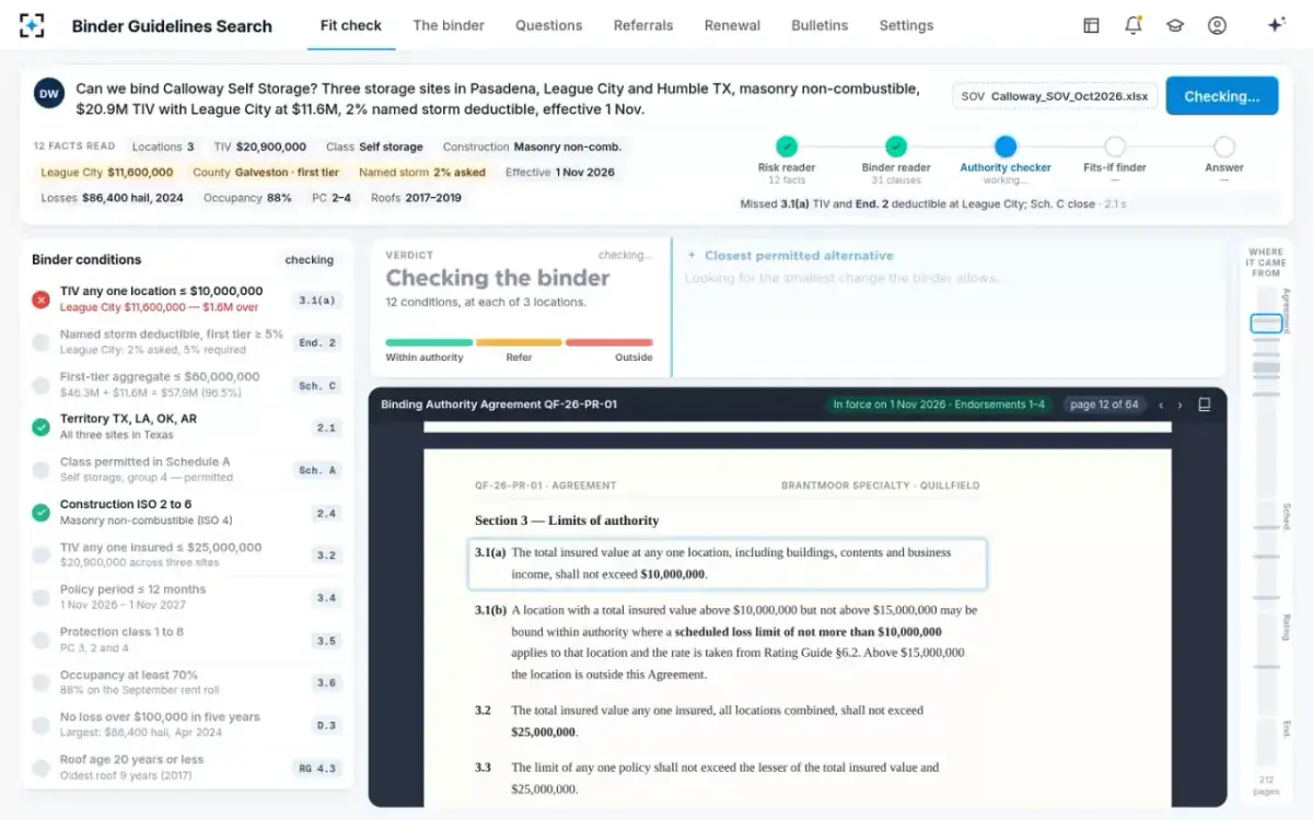 Binder Guidelines Search — Checking the binder