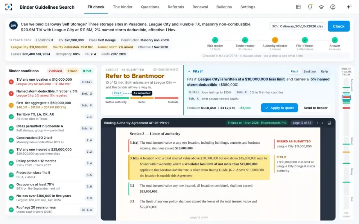 Binder Guidelines Search — The fit check
