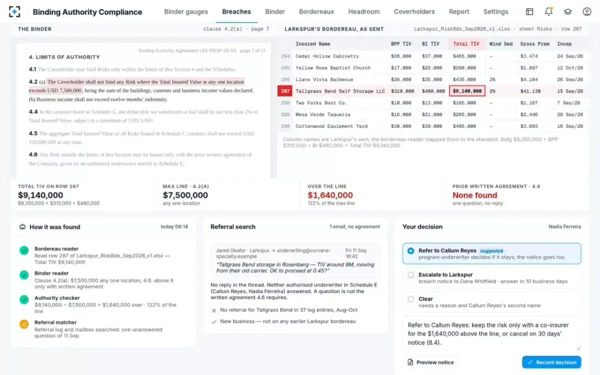 Binding Authority Compliance — Referral search and decision