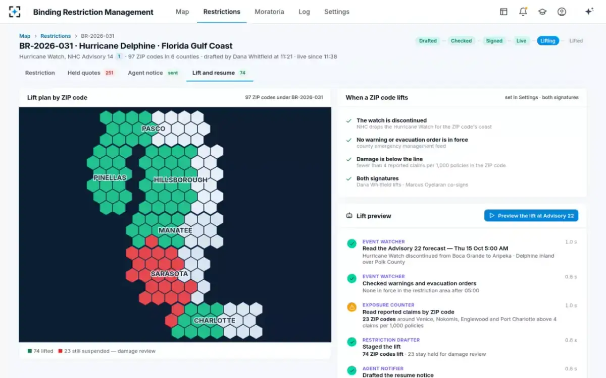 Binding Restriction Management — Lift and resume