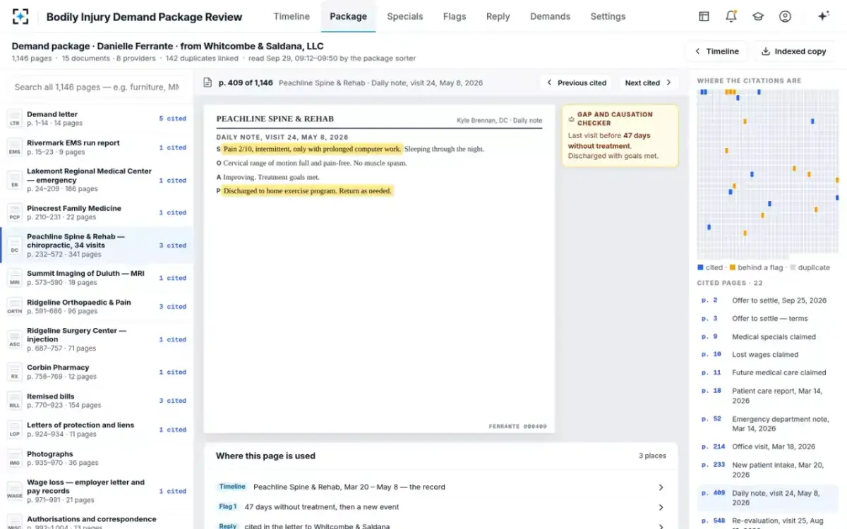 Bodily Injury Demand Package Review — The package, indexed