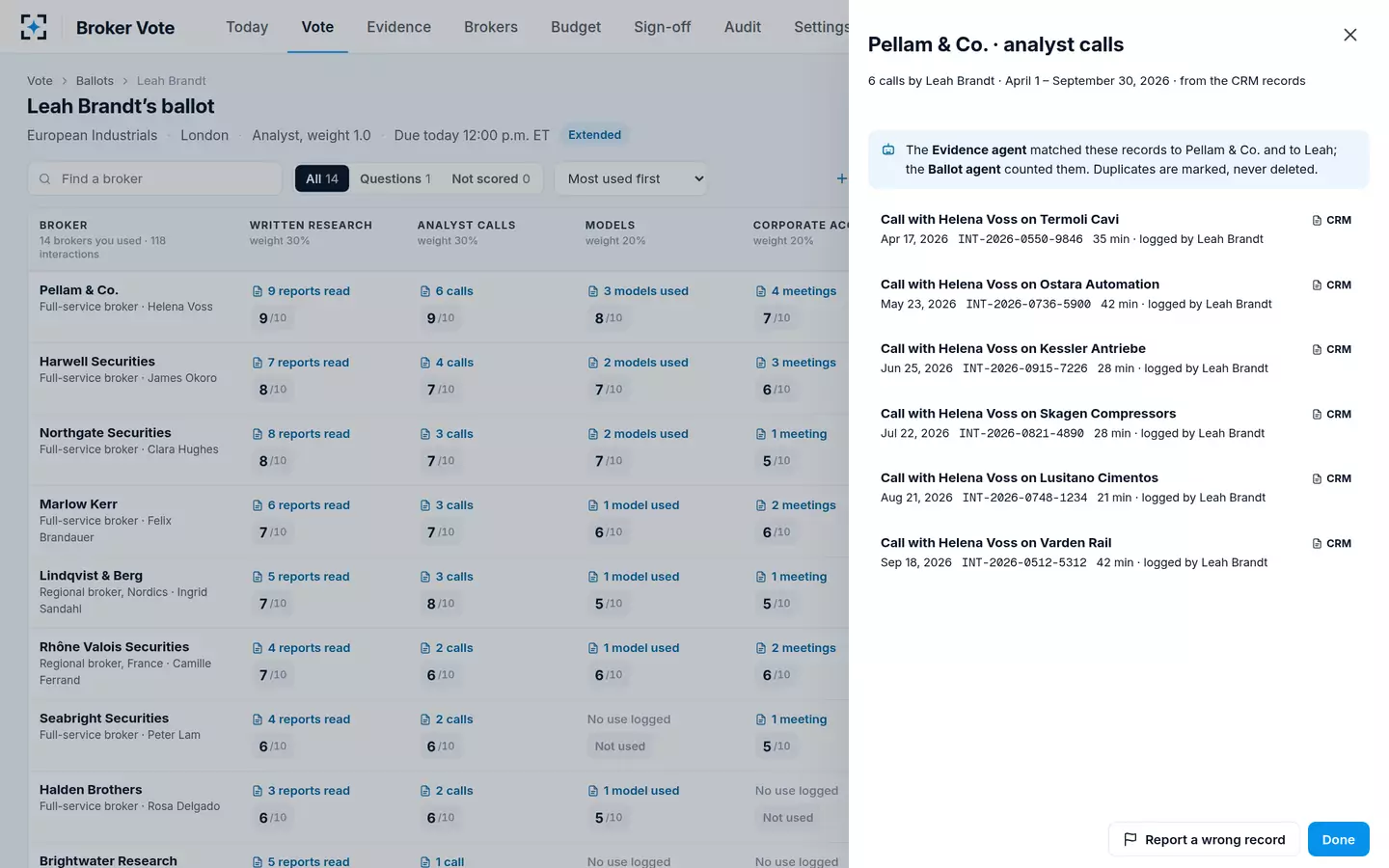 Broker Vote — Every count opens to its records