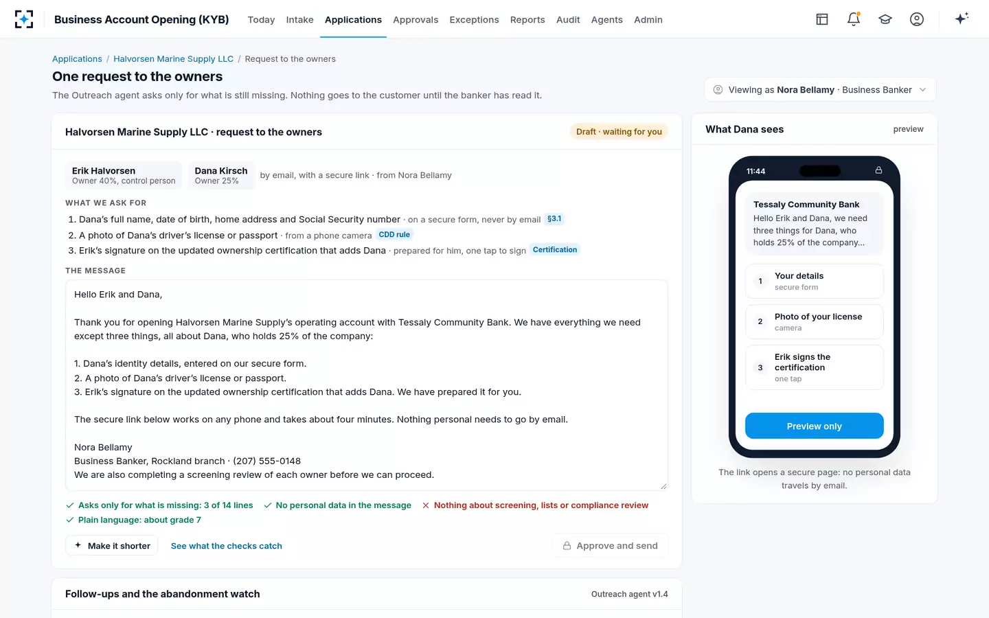 Business Account Opening (KYB) — The tipping-off check