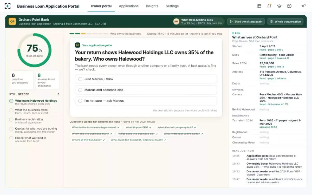Business Loan Application Portal — Only what the documents could not say