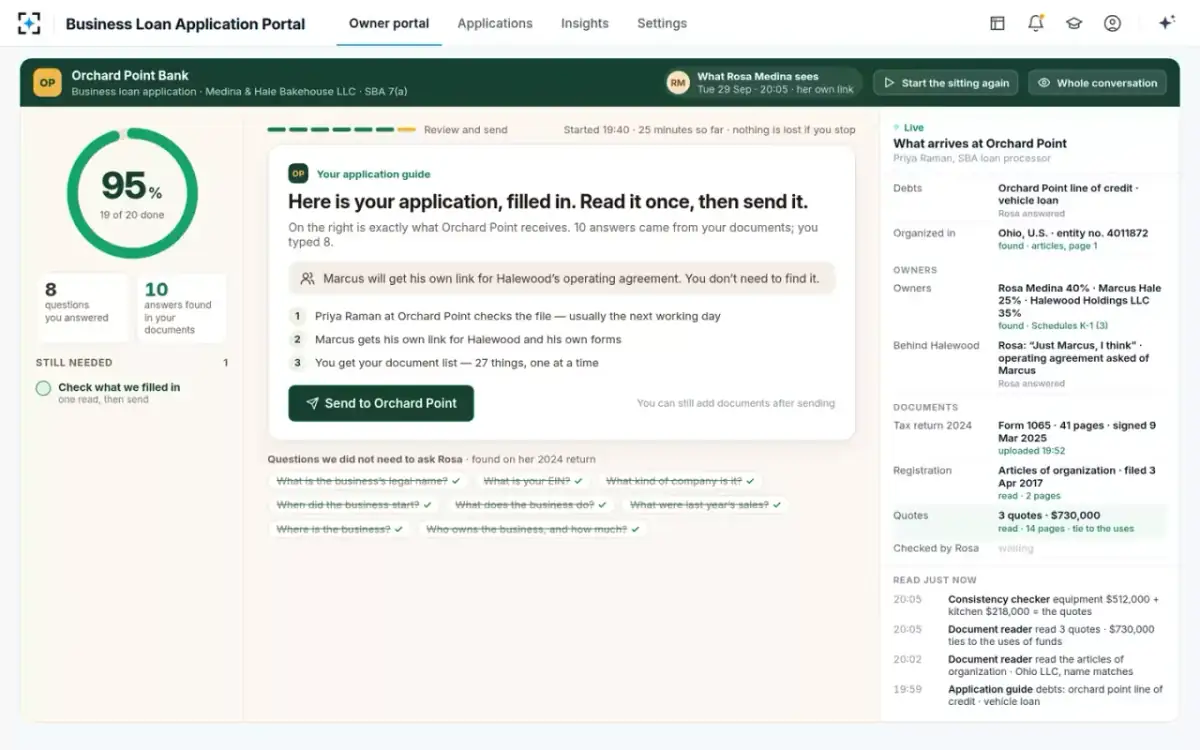 Business Loan Application Portal — Read once, then send