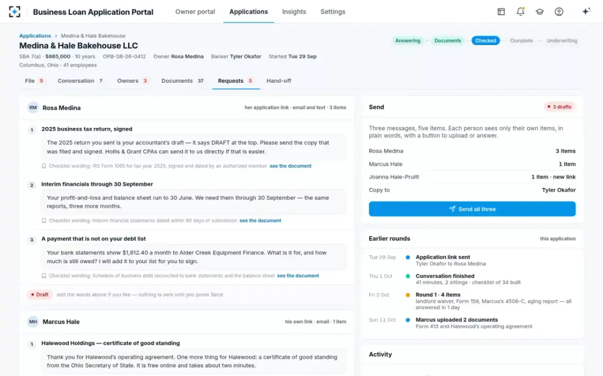 Business Loan Application Portal — One request per person