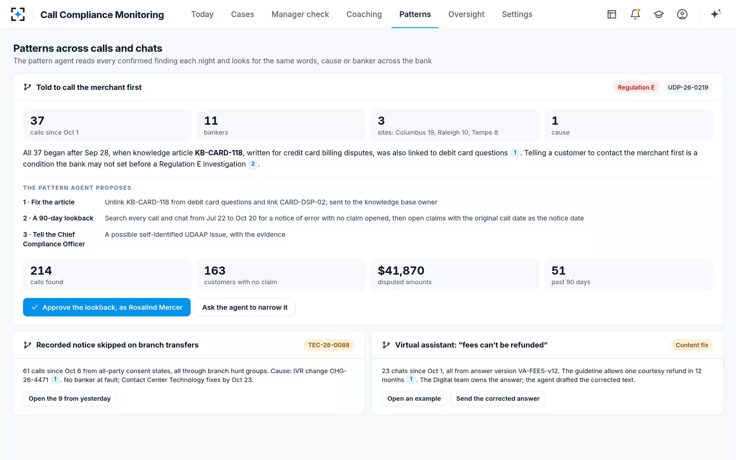 Call Compliance Monitoring — From one finding to its cause, and a lookback