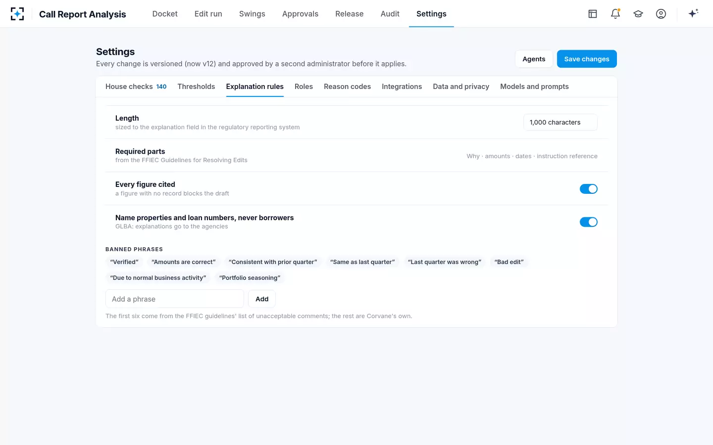 Call Report Analysis — Explanation rules the agents follow