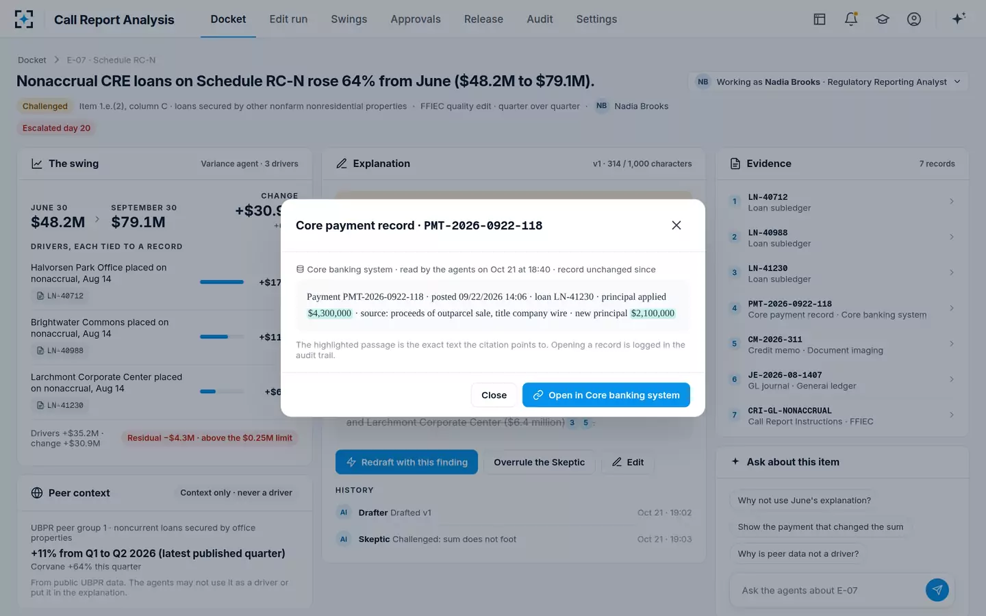 Call Report Analysis — Every citation opens its source