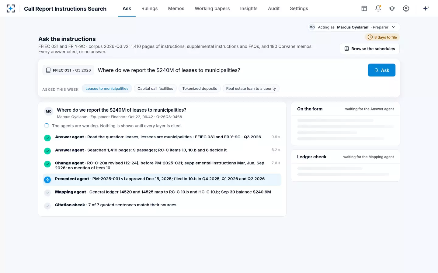 Call Report Instructions Search — The agents at work