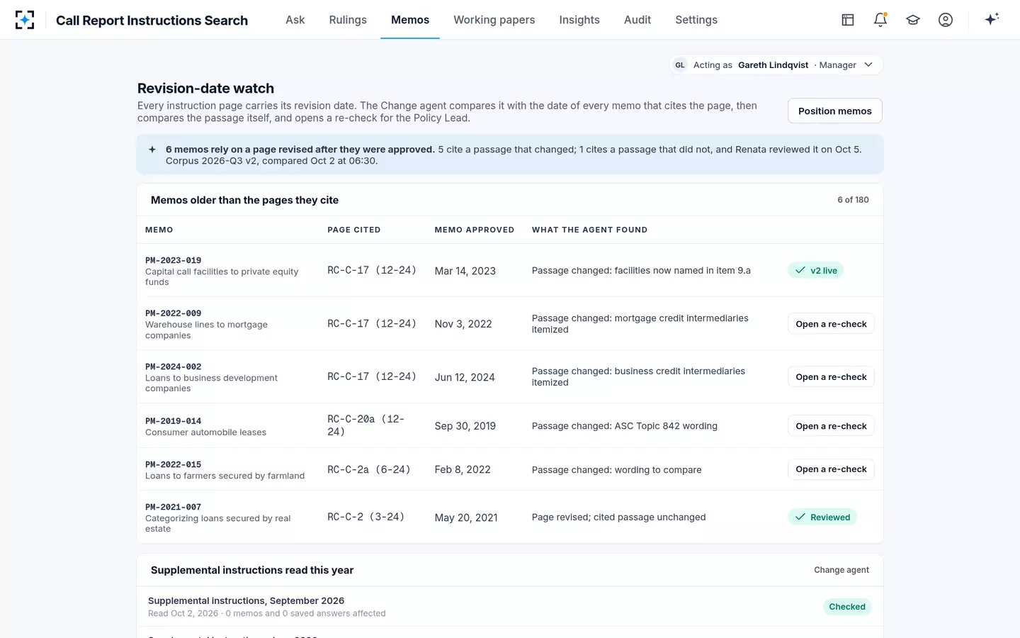 Call Report Instructions Search — The revision-date watch