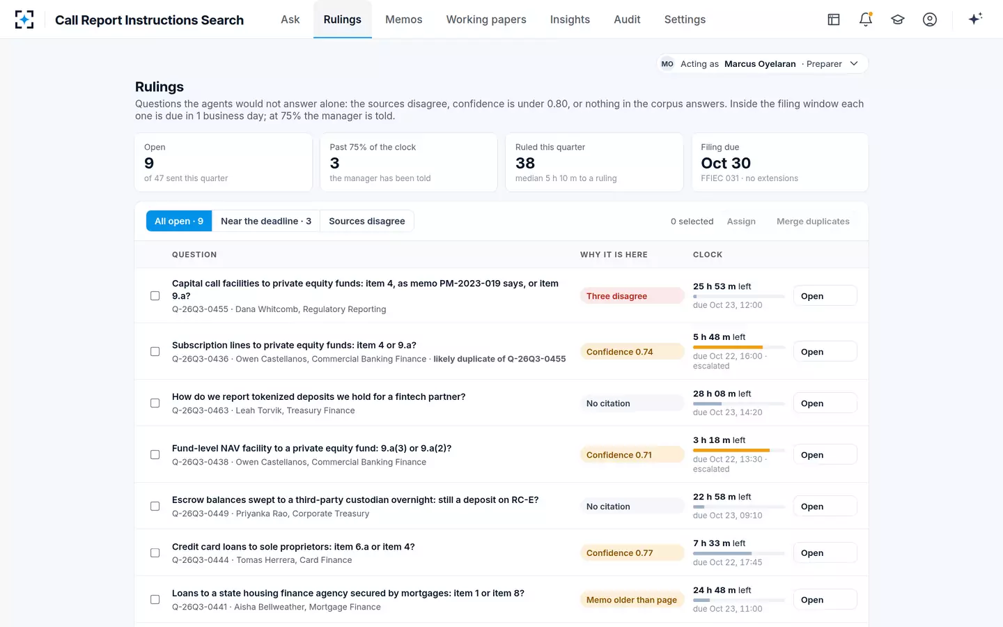 Call Report Instructions Search — The Policy Lead's queue