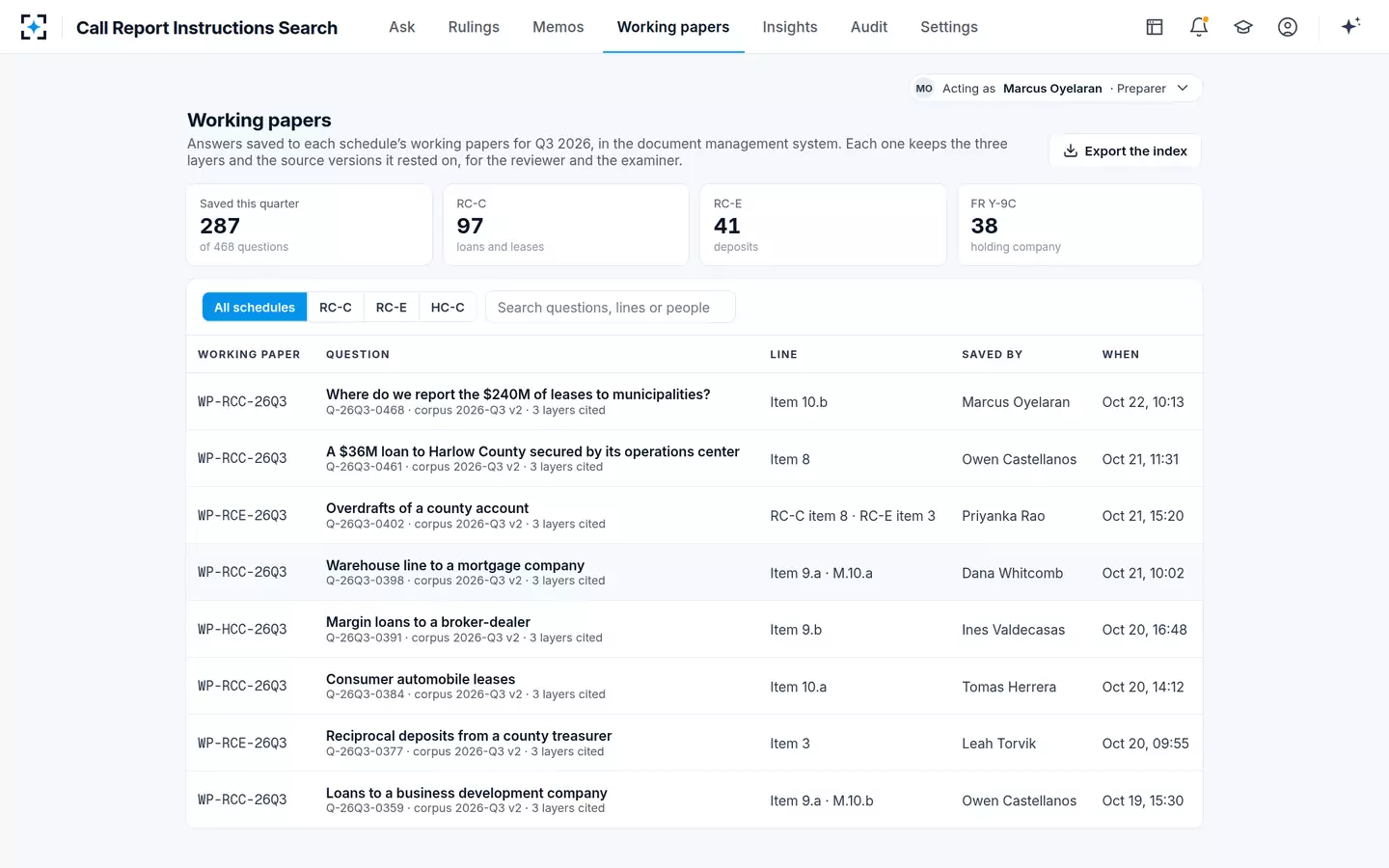 Call Report Instructions Search — Answers in the working papers